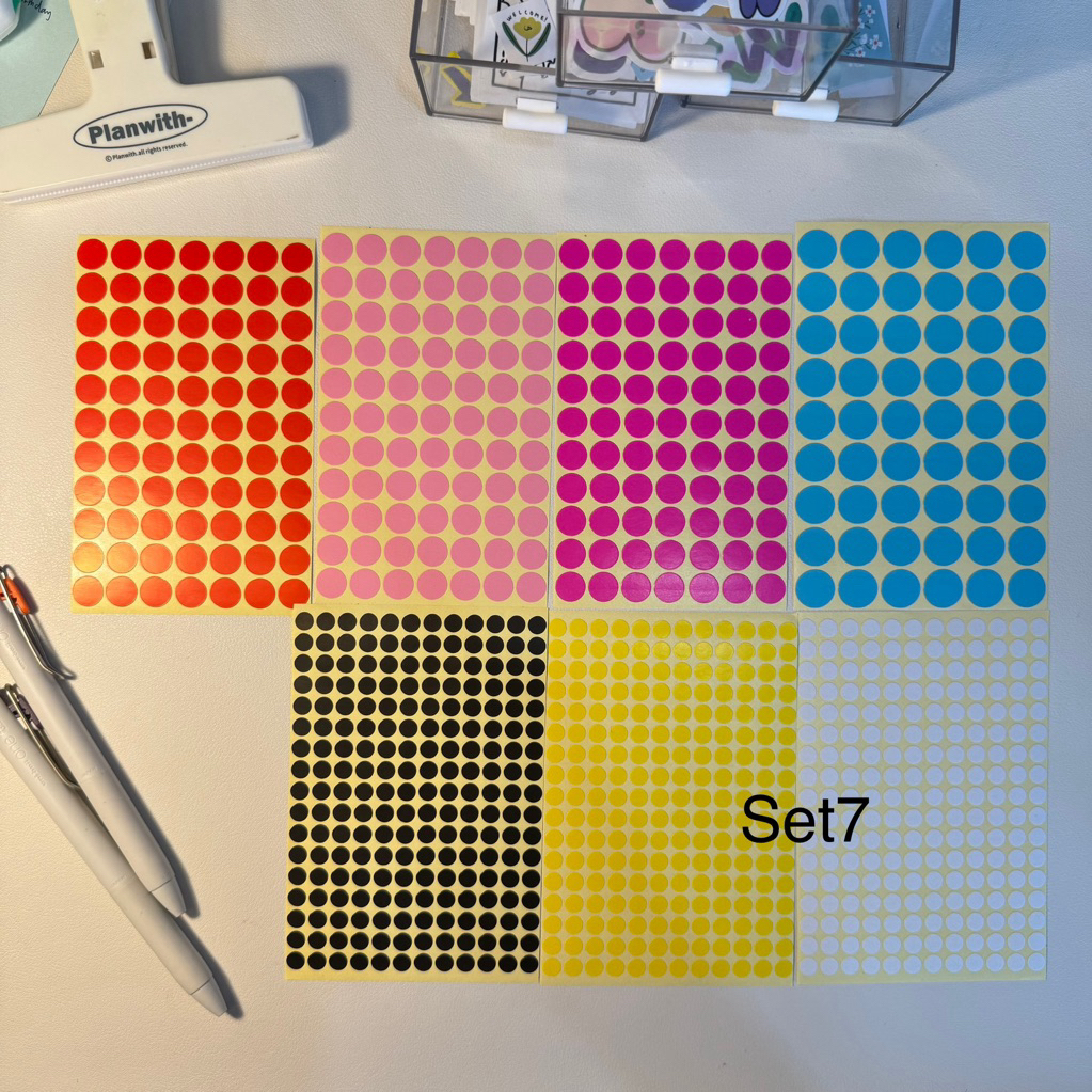 สติกเกอร์วงกลม สติกเกอร์จุดสี ตกแต่งสมุด ไดอารี่ แพลนเนอร์ - รูปที่ 7