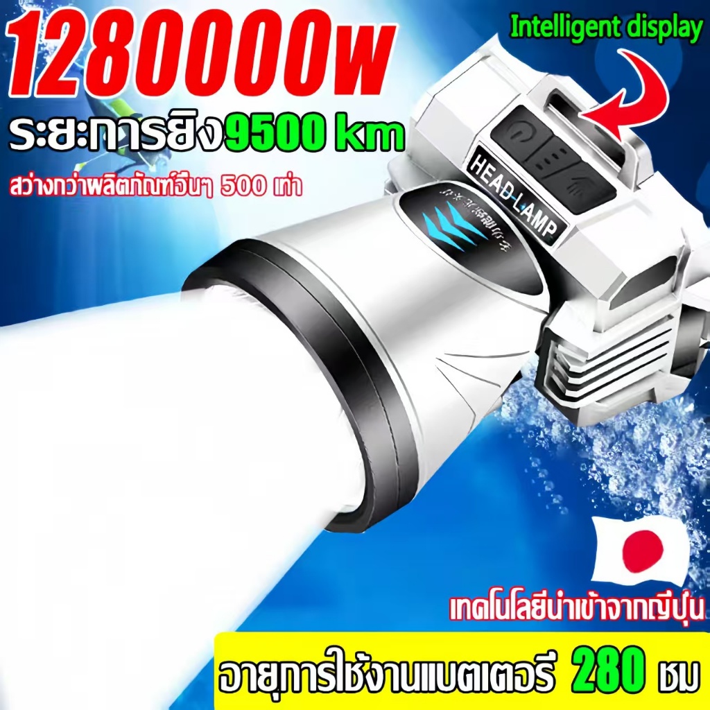 [พร้อมส่ง]ไฟฉายคาดศีรษะ ไฟคาดหัวแรงสูง1000เมตร ไฟคาดหัวLEDแสงขาว ปรับสามระดับ กันน้ำกลางแจ้ง