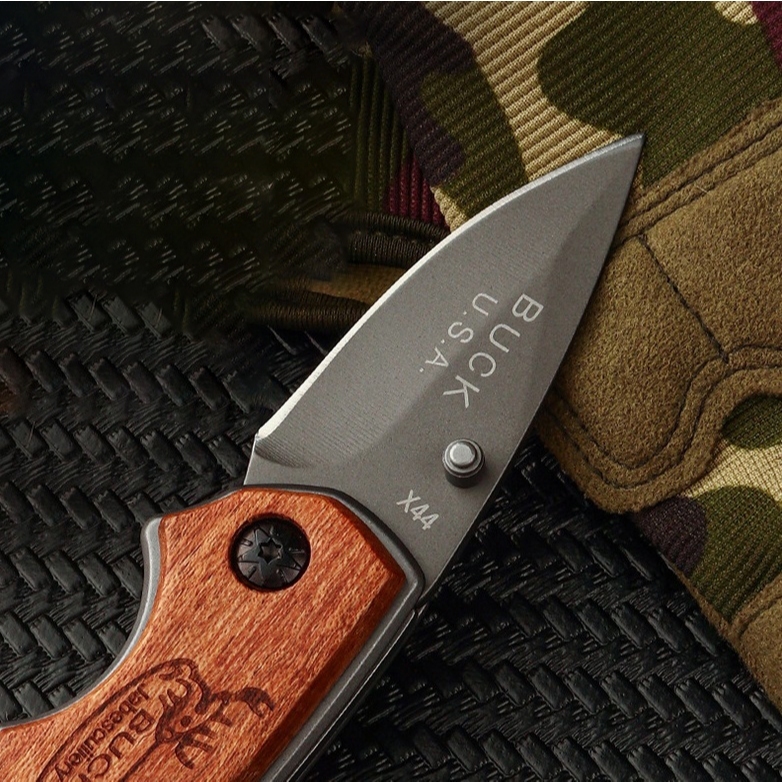 BUCK  มีดพับพกพา ด้ามจับไฟม้แท้ ขนาดกระทัดรัด พกง่าย น้ำหนักเบาแต่เข็งแรงมาก เดินป่า คุณภาพดี ทนทาน - รูปที่ 3