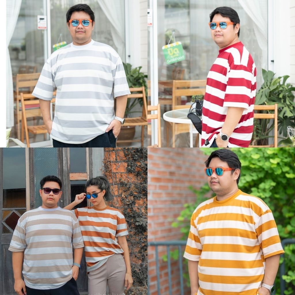 ริ้วใหญ่ เสื้อยืด Oversized ตะกร้านี้ อก42"-68" ตะกร้าที่ 1