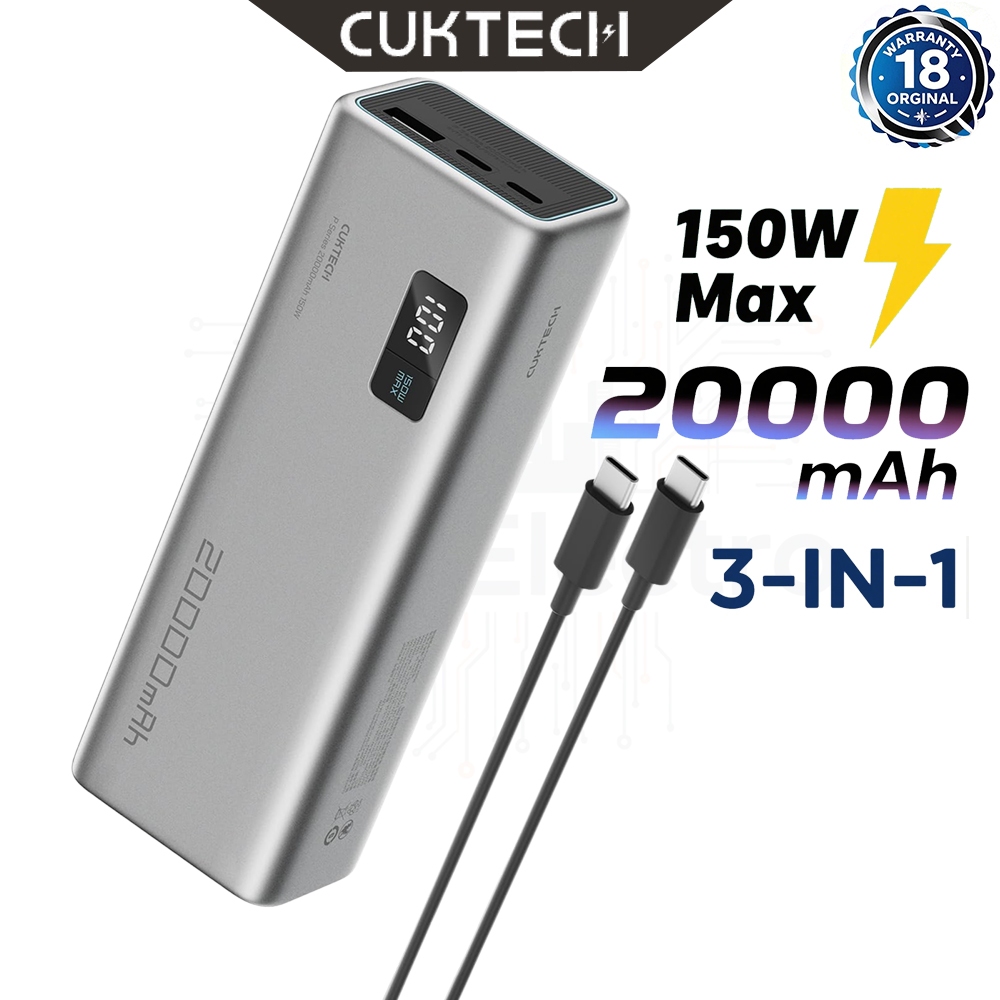 cuktech แบตสำรอง 20000mAh รองรับ PD , QC จ่ายไฟสูงสุด 150W-PB200P