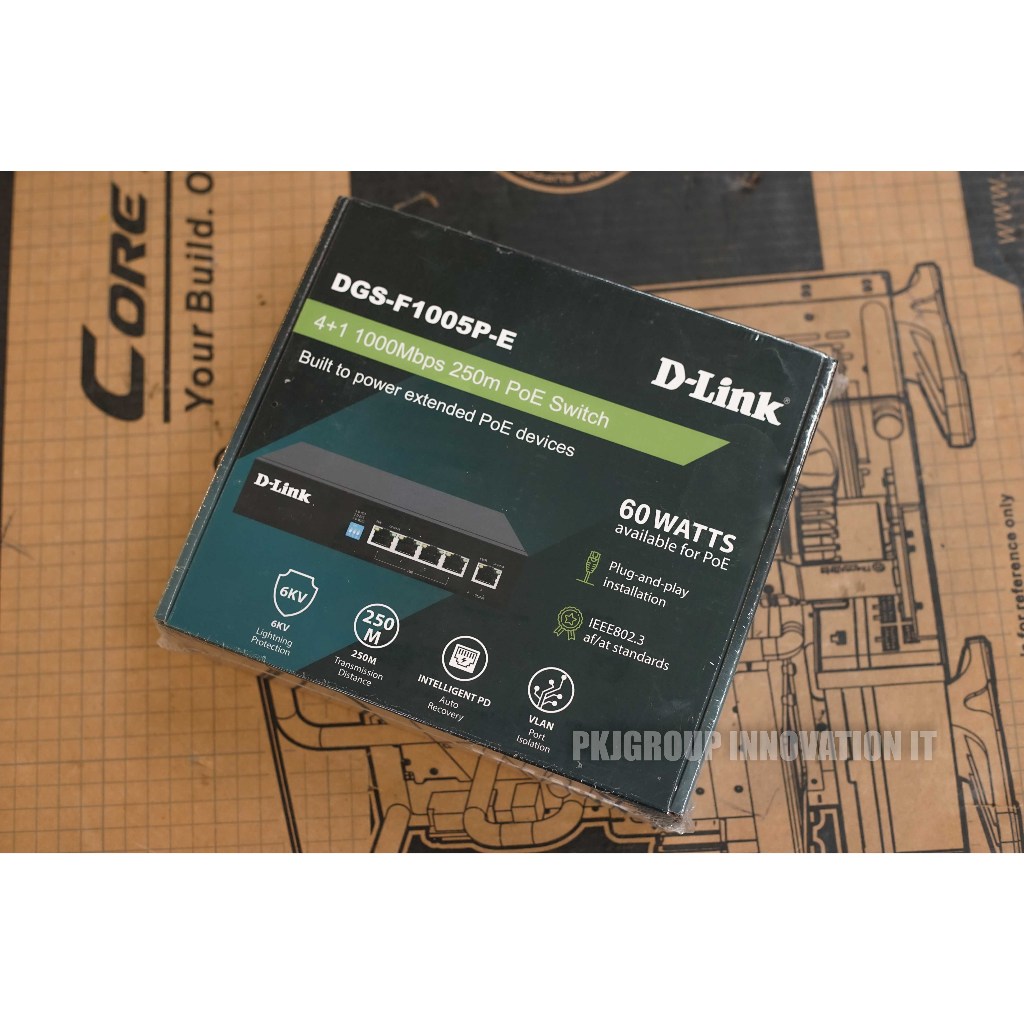 D-Link DGS-F1005P-E PoE Hub switch 4+1 Port 60W for PoE