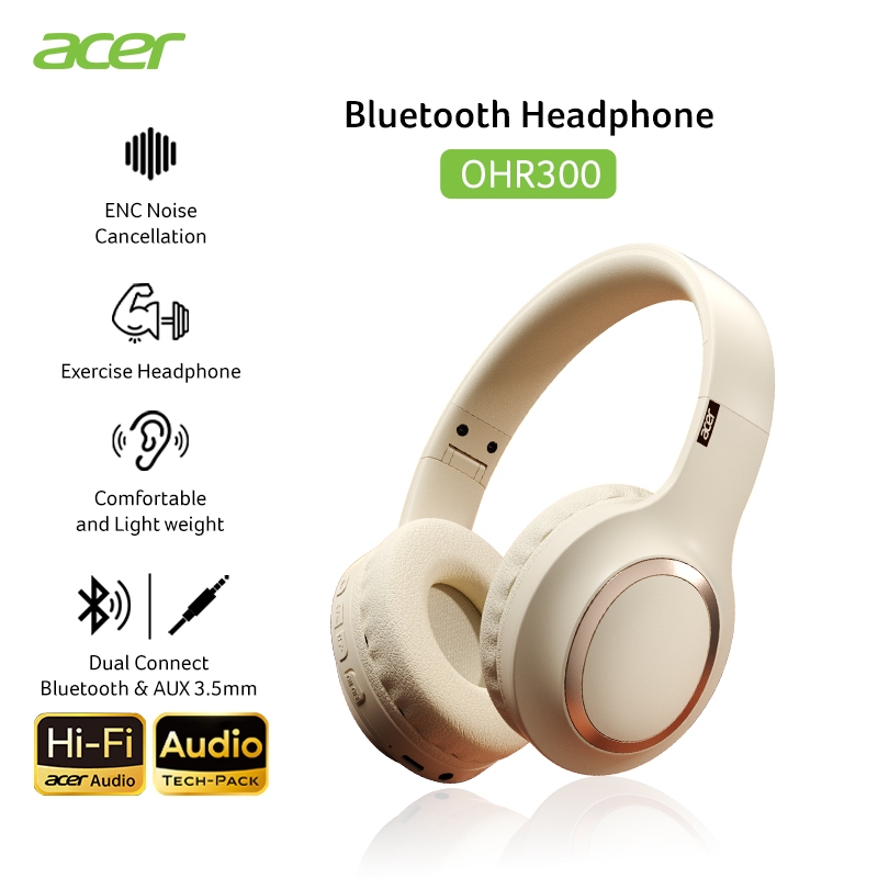 Acer OHR300 หูฟังบลูทูธ หูฟังไร้สาย Headphone คุณภาพเสียงระดับ Hi-Fi สเตอริโอ บลูทูธ 5.3 สวมใส่สบาย
