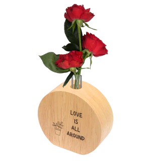 THE WOOD 'S TALE แจกัน ผลิตจากไม้ธรรมชาติแท้ 100% หลอดใสสามารถใส่น้ำ