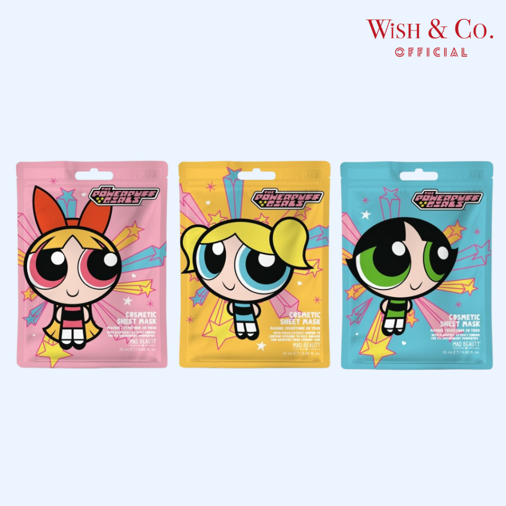 Warner Brothers Powerpuff Girls Super Cute - Sheet Mask แผ่นมาสก์หน้าพาวเวอร์พัฟเกิล