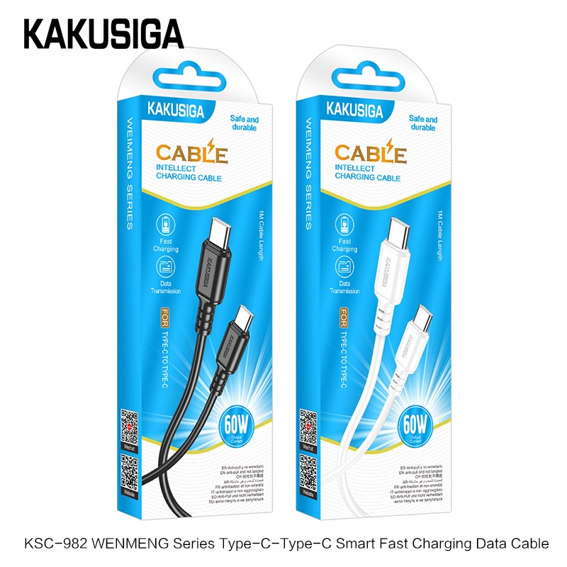 KSC-982 Type-C / IP5 / V8 / Micro Smart Fast Charging Data Cable 60W / 3A PVC 1 meter AB4