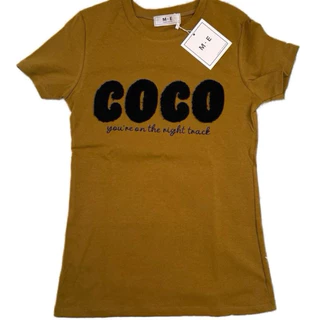 เสื้อยืดคอกลมแขนสั้น รีดเพชรลาย coco ป้าย ME