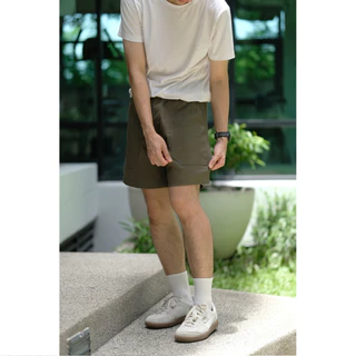 Bunker.clothes กางเกงขาสั้น ลายเส้นกระเป๋า ทรงหลวม ขากว้าง ผ้าพรีเมี่ยม ใส่สบาย เอวยางยืดรุ่น TC-404