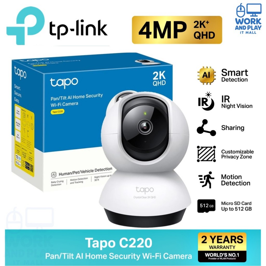 กล้องวงจรปิดไร้สาย⚡️TP-LINK (Tapo C220 C230) 4MP 5MP 2K+ QHD คมชัดพิเศษ Wi-Fi Camera
