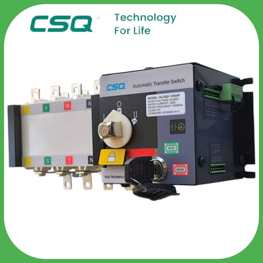 ATS ยี่ห้อ CSQ รุ่น GLOQ2-100(63A)4Pสวิตซ์สลับเปลี่ยนแหล่งจ่ายไฟฟ้าอัตโนมัติ ขนาด ุ63A/4P