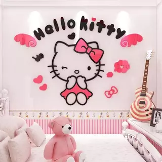 Hello Kitty Cat 3d Wall Sticker Girl Princess Room ห้องเด็กห้องนอนข้างเตียงตกแต่งอย่างสร้างสรรค์