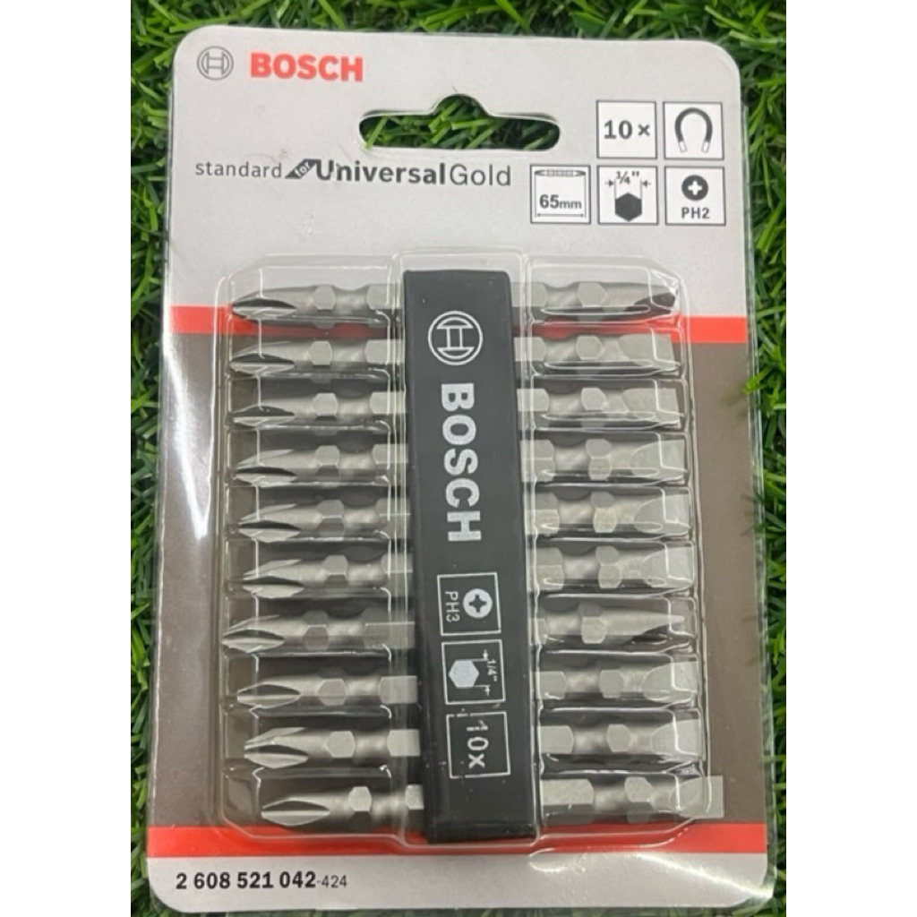 ชุดดอกไขควง 10 ชิ้น หัวแฉก-แบน BOSCH(สีเงิน)
