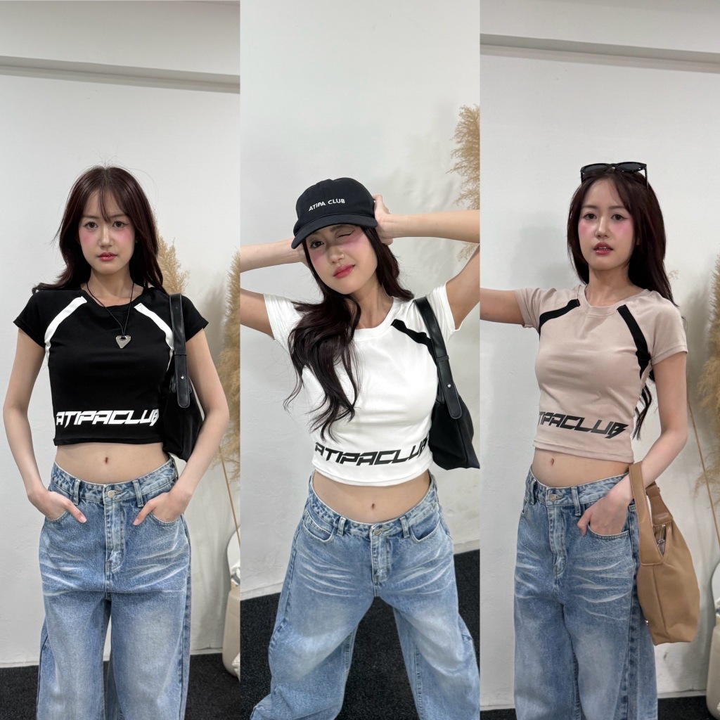 Atipashop - THUNDER CORE TOP เสื้อยิด แขนสั้น คอกลม สกรีนลาย สีทูโทน