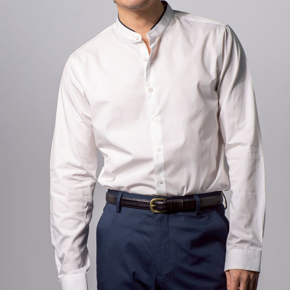 era-won เสื้อเชิ้ตเอราวอนแขนยาว คอจีน QUIET LUXURY SHIRT LONG MEN SLIM BAND COLLAR สี White