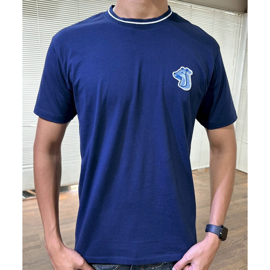 STRIPED COLLAR T-SHIRT WITH LOGO EMBROIDERED