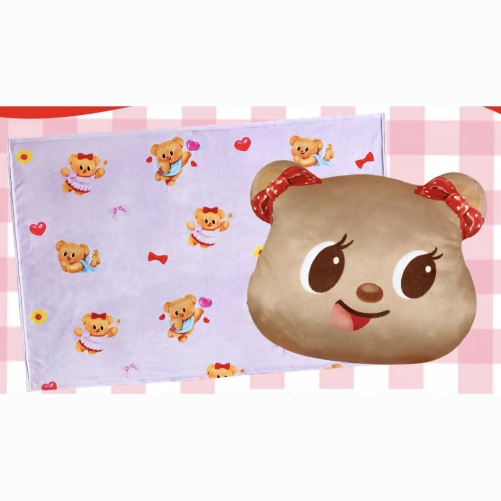 พร้อมส่ง สีชมพู หมอนผ้าห่มหมีเนย 7-ELEVEN x Butterbear