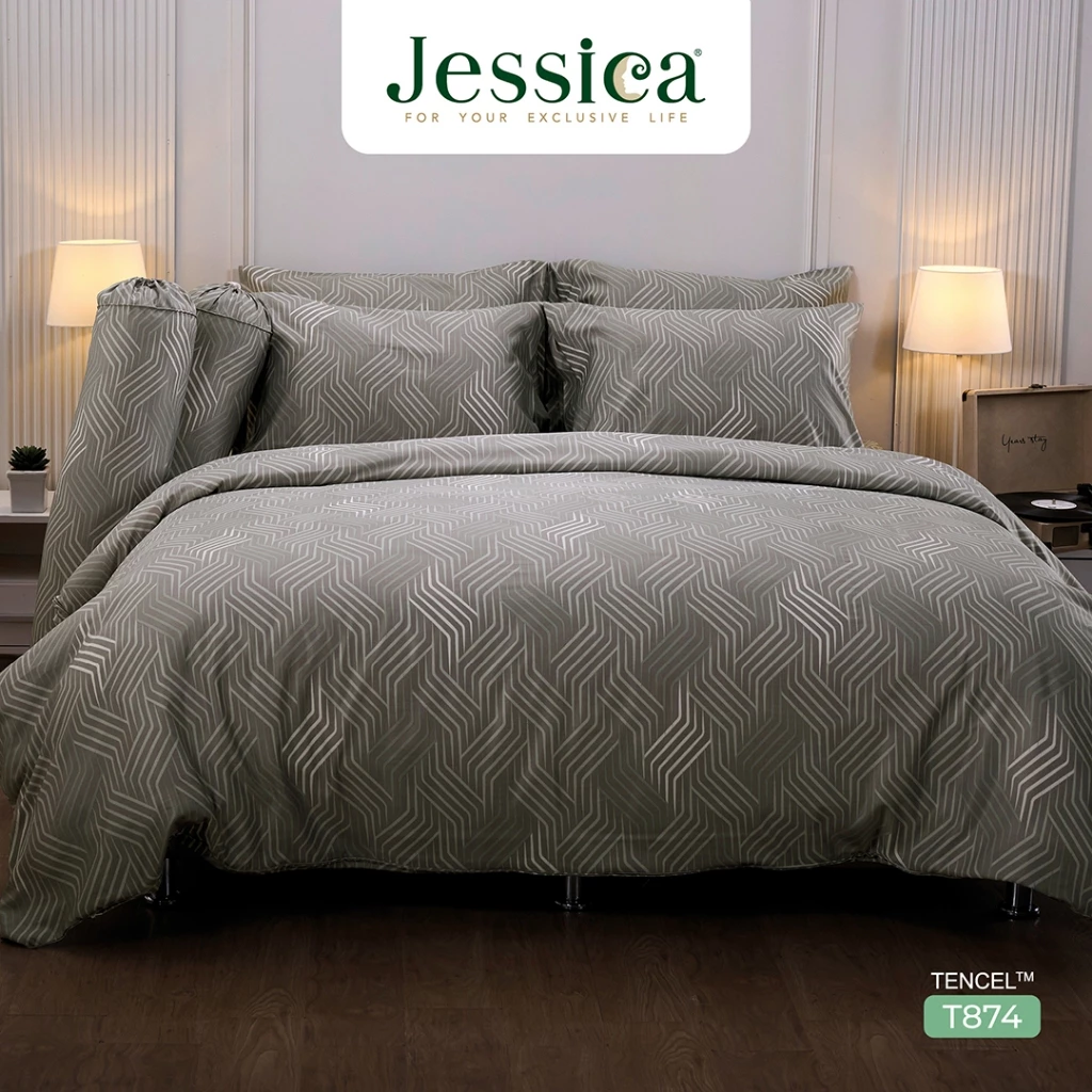 Jessica Tencel T874 พิมพ์ลาย เจสสิก้า ชุดเครื่องนอน ผ้าปูที่นอน ผ้านวม ลวดลายโดดเด่น ให้สัมผัสที่นุ่มลื่นดุจแพรไหม