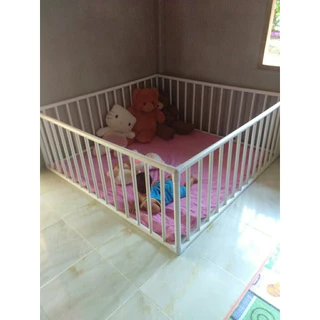 คอกกั้นเด็ก5×5ฟุต155x155cm ✅15W83 พร้อมส่ง 5x5ฟุตอย่าหนาไร้รอยต่อท่อ8หุน ข้อต่อมุม3ทางฉากขาว