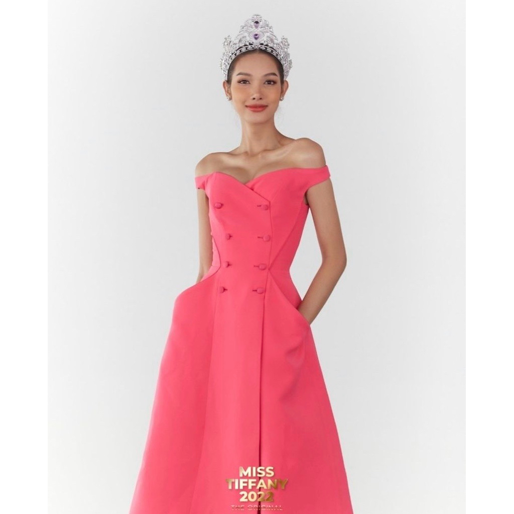 ชุดเดรส สีบานเย็น แบรนด์ POEM แท้