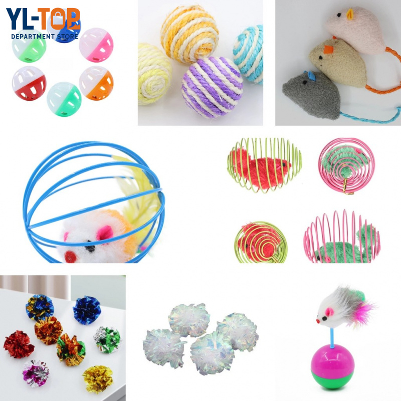 ของเล่นสำหรับแมวที่มีสีสันต่าง ๆ เช่น ลูกบอลเชือก ระฆังแมว ลูกบอลเชือกแมว และของเล่นสำหรับสัตว์เลี้ยงอื่น ๆ  CW57