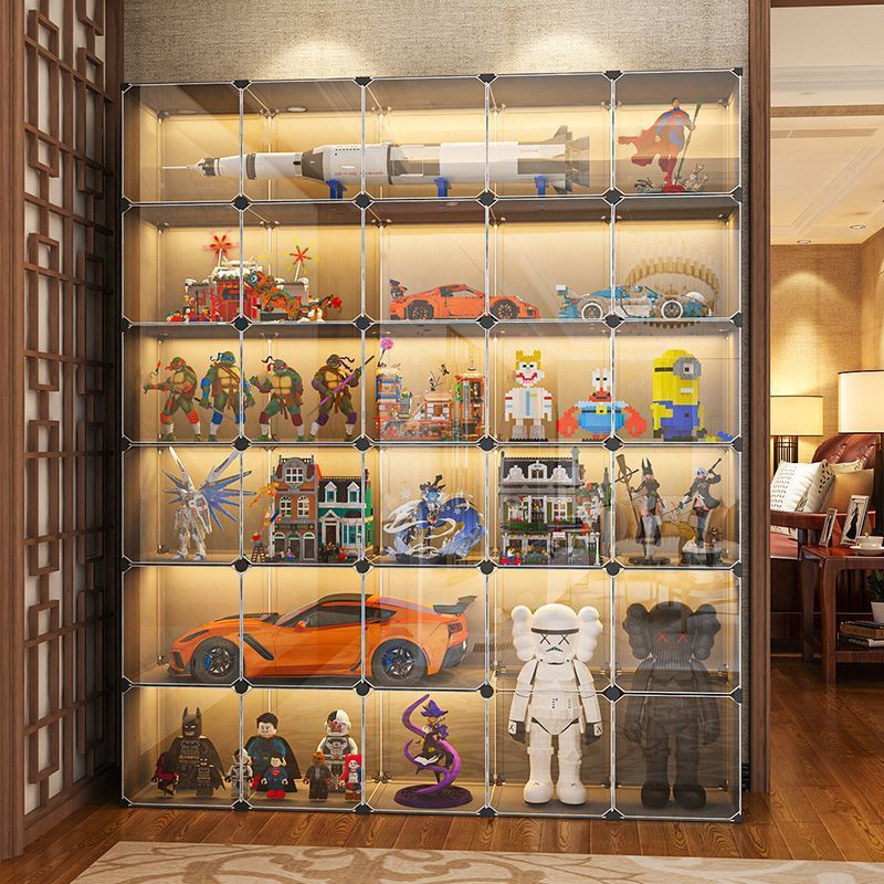 Living ตู้โชว์ตุ๊กตา ชั้นวางกระเป๋า DIY 4/6/8 ชั้น ตู้กระจก ชั้นวางโมเดล ตู้ใส่ กระเป๋า แบรนด์เนม พร้อมความจุขนาดใหญ่