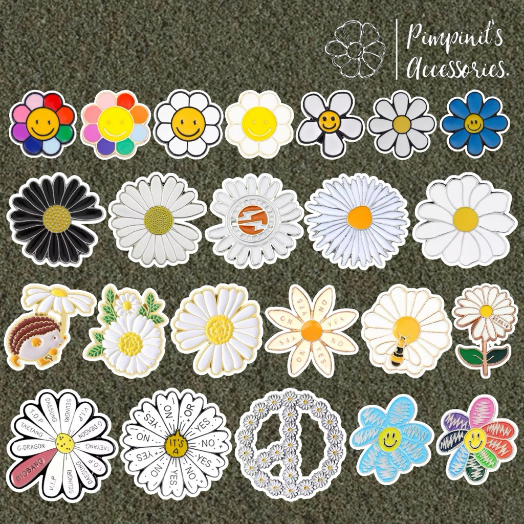 ✿ ร้านในไทยพร้อมส่ง : เข็มกลัดเซ็ทดอกเดซี่จิ๋ว | MINI DAISY FLOWER Enamel Brooch Pin Set.