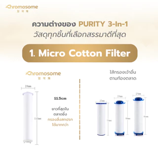 Chromosome ไส้กรองฝักบัว Cotton Micro Fiber x5ชิ้น - แถม หิน Calcium Sulfite ของฝักบัวรุ่น Purity 3-in-1