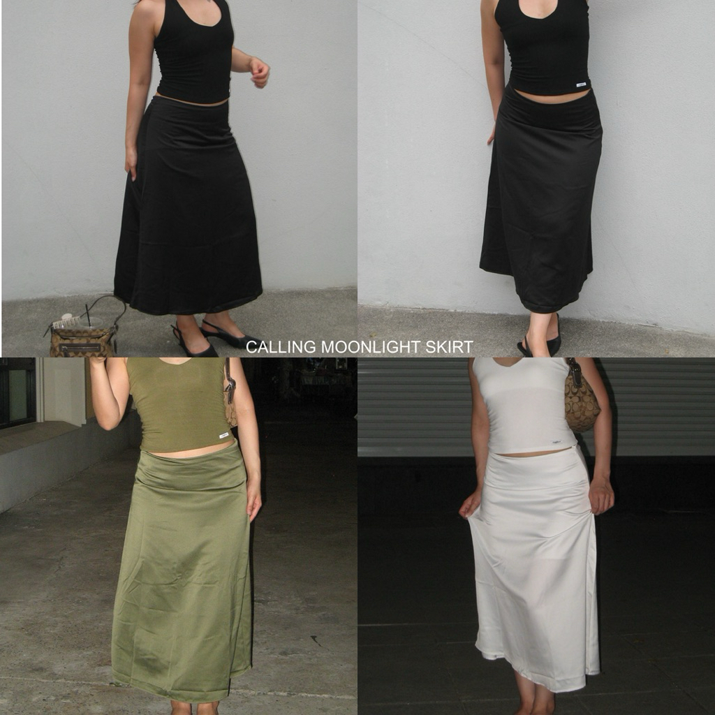 callingonme-moonlight satin skirt กระโปรงผ้าซาติน เนื้อผ้าดีทรงสวย (มีซับใน ซิปข้าง)