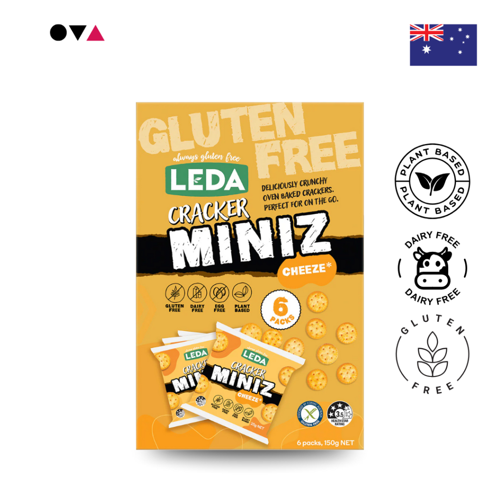Leda Cracker Miniz Cheeze 150g แครกเกอร์รสดาร์คชีส (Dairy-Free) 6 แพ็ค/กล่อง | Gluten Free | Vegan