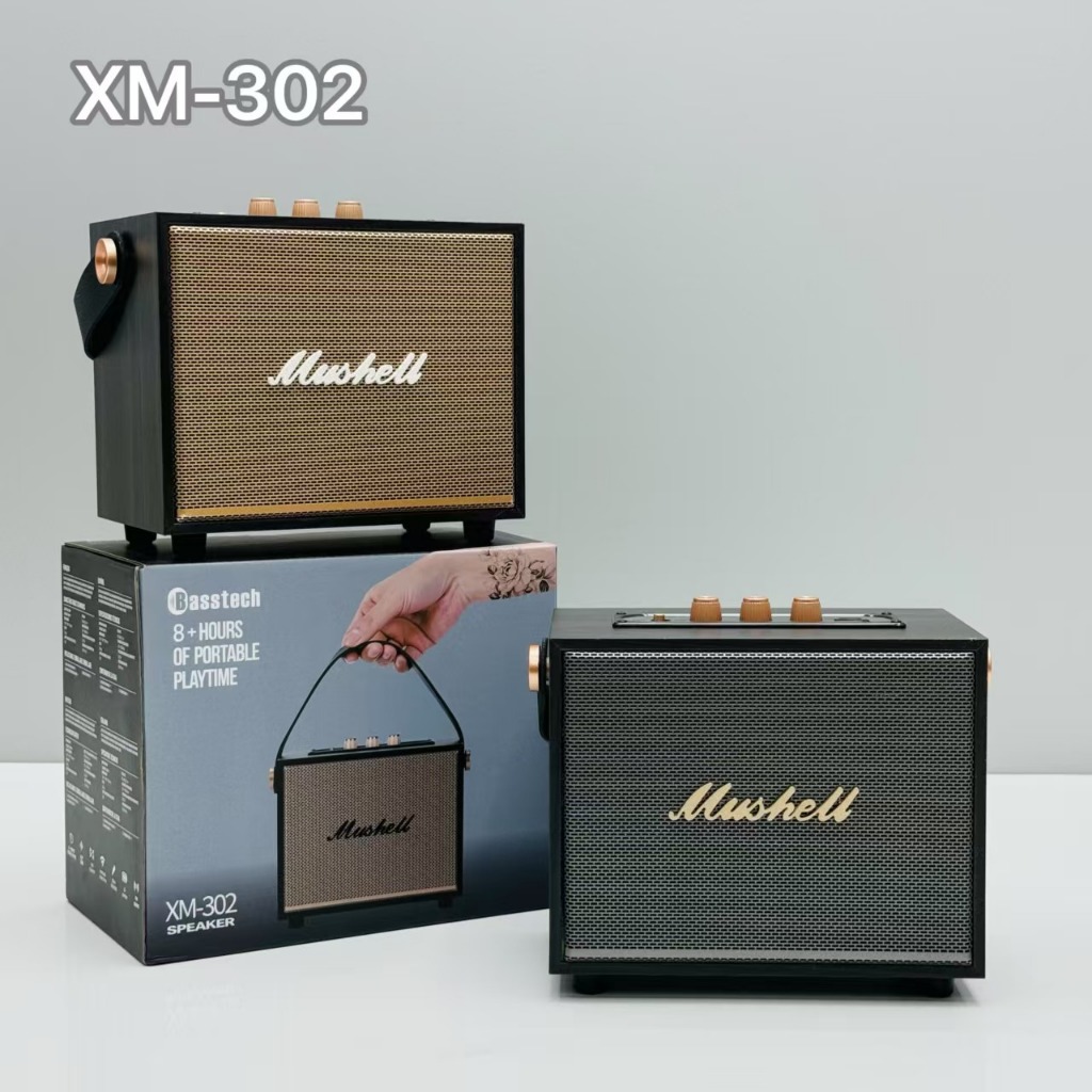 ลำโพงบลูทูธ ไร้สาย เสียงดี XM-302 ลำโพงตู้ไม้ สำหรับในบ้านและกลางแจ้ง ซับวูฟเฟอร์ เบสแน่น BT, USB, T