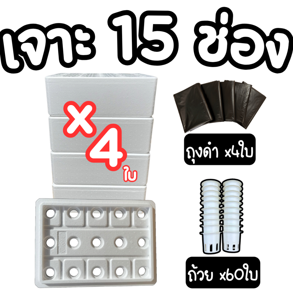 กล่องโฟมรุ่นหนาพิเศษ กล่องโฟมปลูกผัก (*ชุด 4 ใบ*) พร้อมถ้วยปลูก (*ครบช่อง*) และ ถุงรองกล่องโฟม รูปที่ 6
