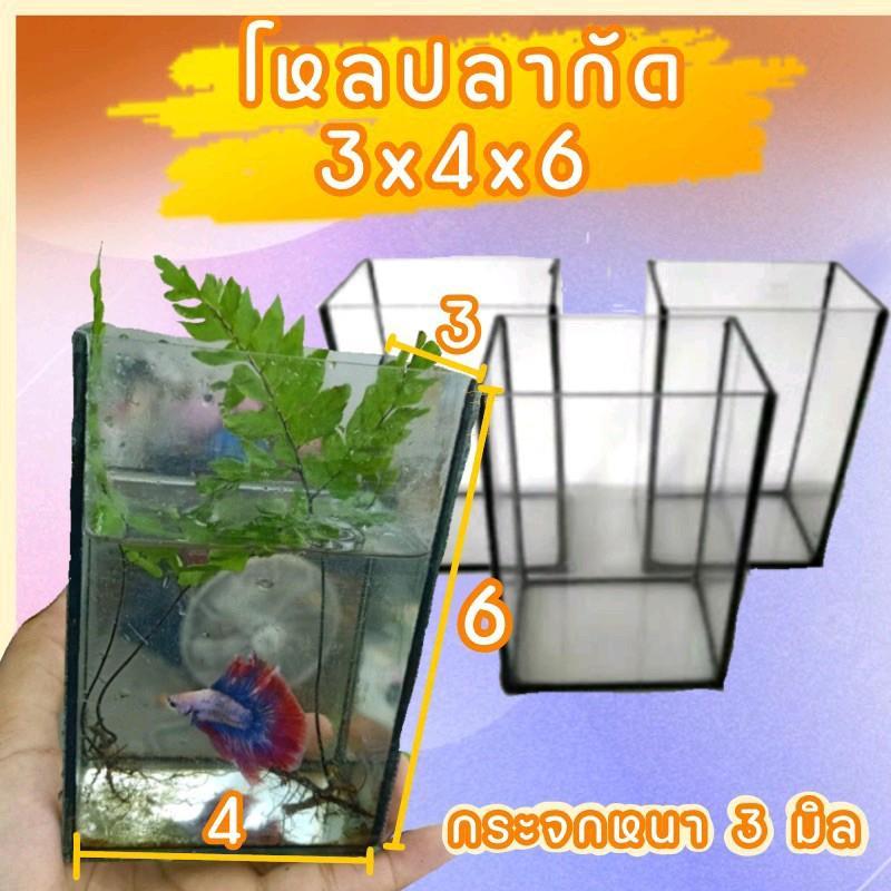 โหลปลากัด  4x3x6 นิ้ว หนา3 มิลิเมตร ตู้ปลากัด 1 ใบ