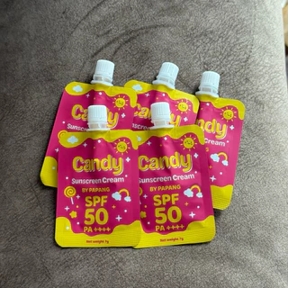 กันแดดแคนดี้แพคเกจจริง กันแดดหน้าเงาเพิ่มความฉ่ำวาว candy suncream (กันแดดแคนดี้บายพะแพง) ปริมาณ 7 กรัม