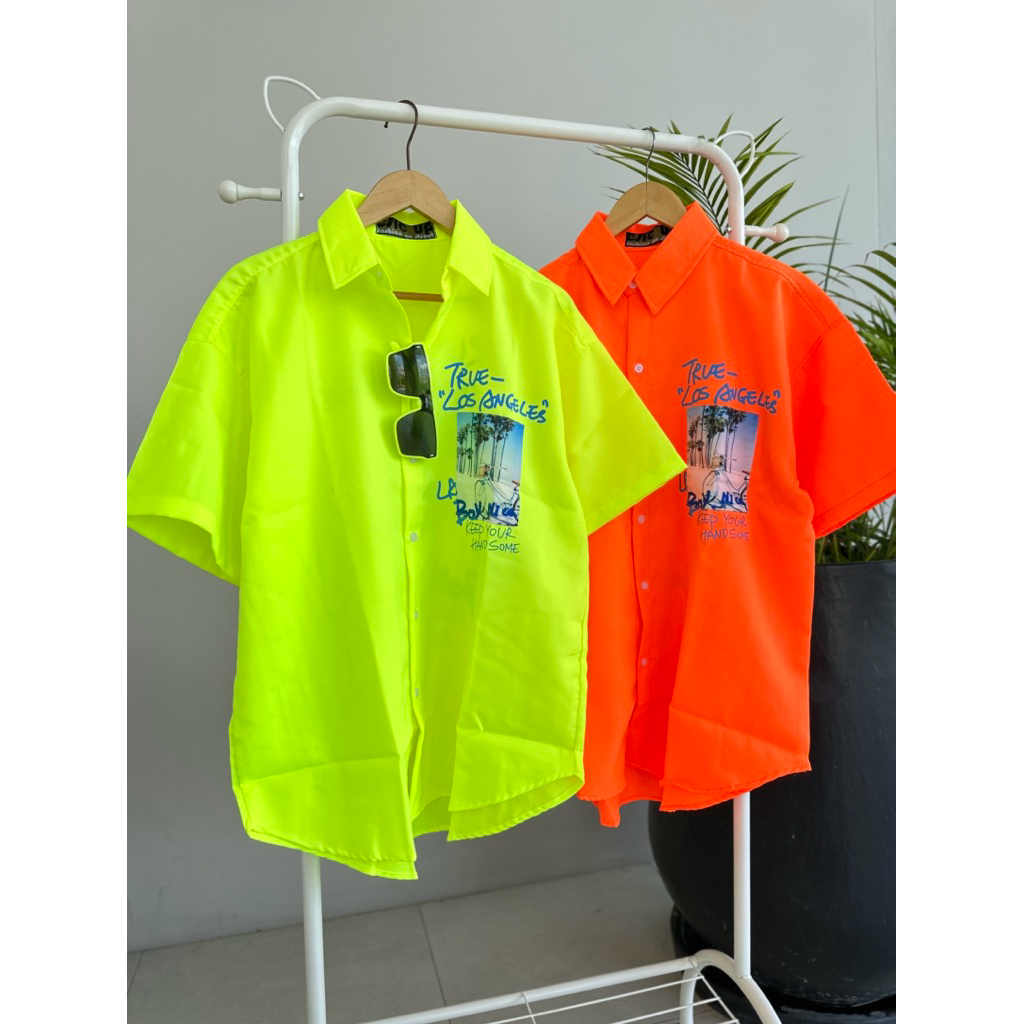 เสื้อเชิ้ตนีออนสะท้อนแสงงานทรานเฟอร์สกรีนนีออนเรืองแสง