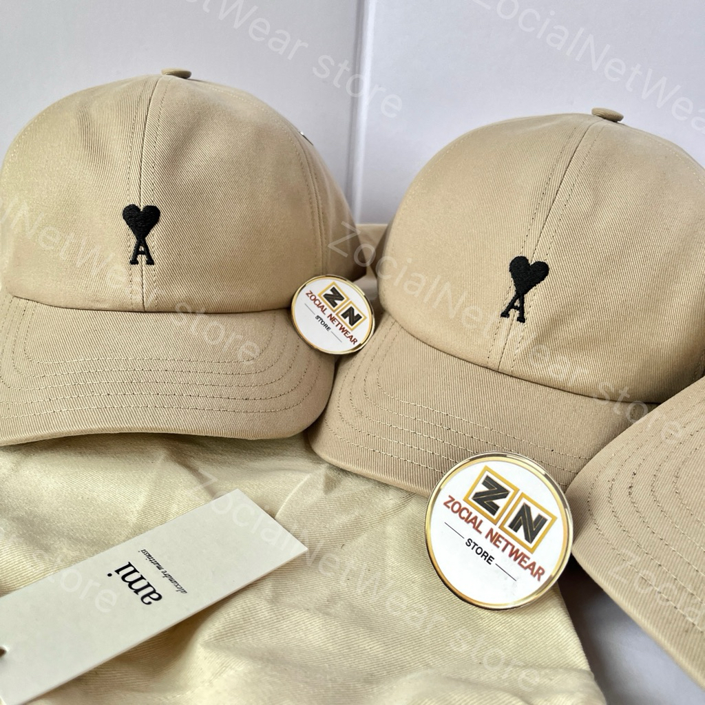 หมวก AMI Paris cap Ami De Coeur Embroidery brown สีน้ำตาล สแกนเช็คได้ของแท้ ติดป้ายแท็ก พร้อมถุงผ้า 