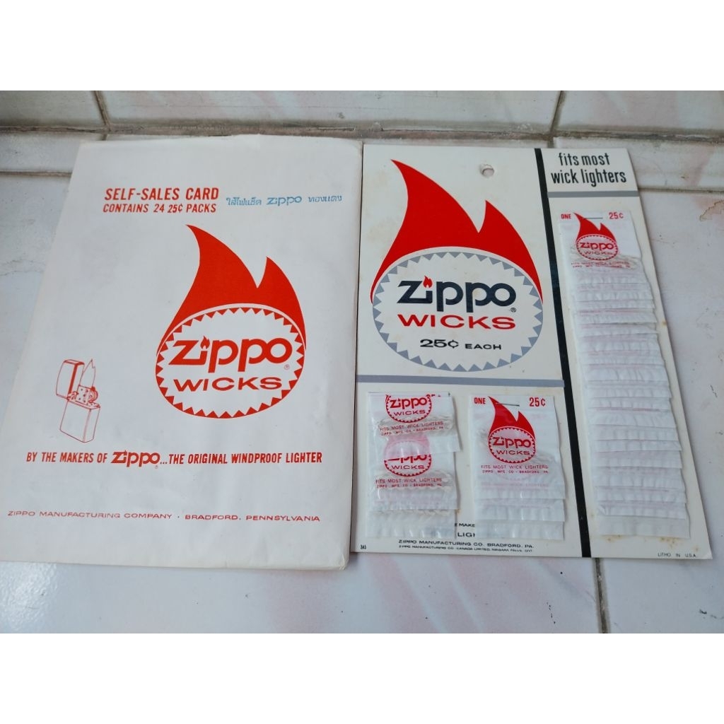 ไส้ Zippo 25C  แท้ มีลวดทองแดง ไส้ยุค90  1แผ่งมี24 เสิน ของใหม่อยู่ในซอง #ใช้งานได้ปกติ Made in USA