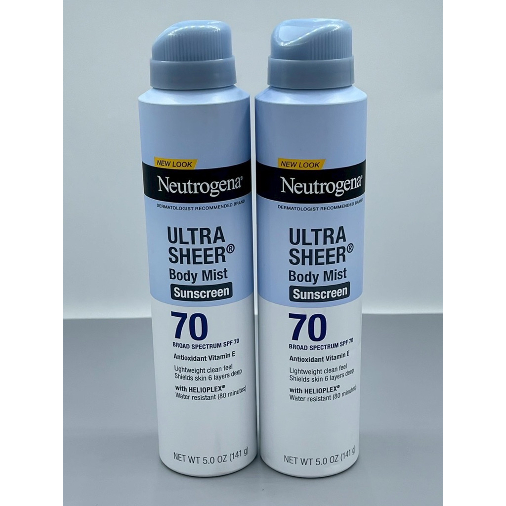 Neutrogena Ultra Sheer Body Mist Sunscreen Spray Broad Spectrum SPF70 141g.