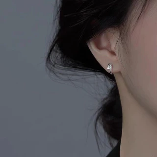 JUJI ต่างหูห่วงตะปู เงินเเท้S925 มีสีเงิน,ทอง ขนาด8mm,12mm (1คู่)