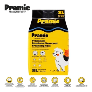 [แพ็ค3] Pramie Premium Charcoal Training Pad: Size XL 60x90cm แผ่นรองซับฝึกขับถ่ายผสมชาโคล