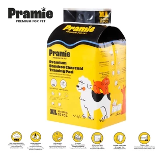 [แพ็ค3] Pramie Premium Charcoal Training Pad: Size XL 60x90cm แผ่นรองซับฝึกขับถ่ายผสมชาโคล