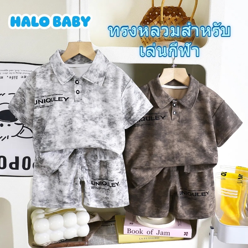 ชุดเสื้อโปโลเด็ก เสื้อแขนสั้น และกางเกงขาสั้น สไตล์เกาหลี ใหม่ เด็กชาย ฤดูร้อน ไม่อับชื้น