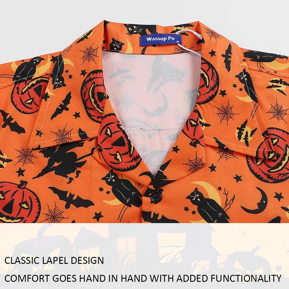 เสื้อเชิ้ตลายดอกฮาโลวีน แขนสั้นลายฟักทอง thumbnail 8