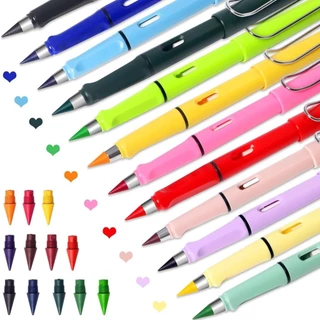 🌈ชุดดินสอสีไม่ต้องเหลา 12แท่ง12สี แถมหัวสีอีก 1ชุด‼️มียางลบในตัว อุปกรณ์ศิลปะ ดินสอไม่ต้องเหลา