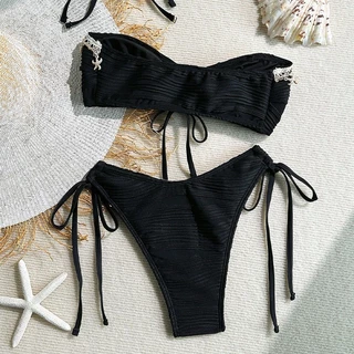 ส่งไวจากไทย bikini เว้าหลัง เครื่องประดับเปลือกหอย ชุดบิกินี่ ทูพีช เซ็กซี่ beach#0960