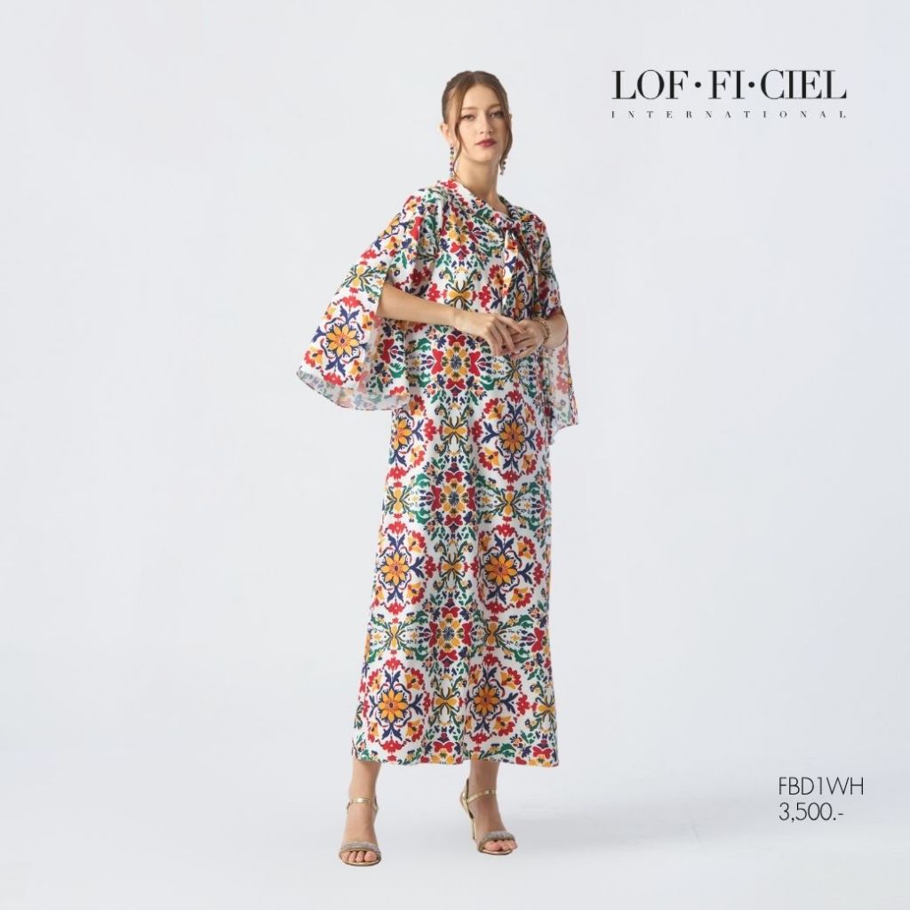 LOF-FI-CIEL Maxi dress Mosaic เดรสยาว สีเขียว FBD1WH