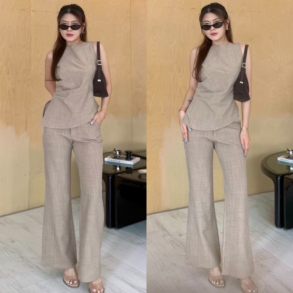 ชุดเซ็ต Aura Set🌷🌺  (ส่งทันที🚗)เสื้อแขนกุดติดกระดุมหลัง ปลายเสื้อเฉียง พร้อมกางเกงทรงขาม้าเล็กๆ | by betty - รูปที่ 6