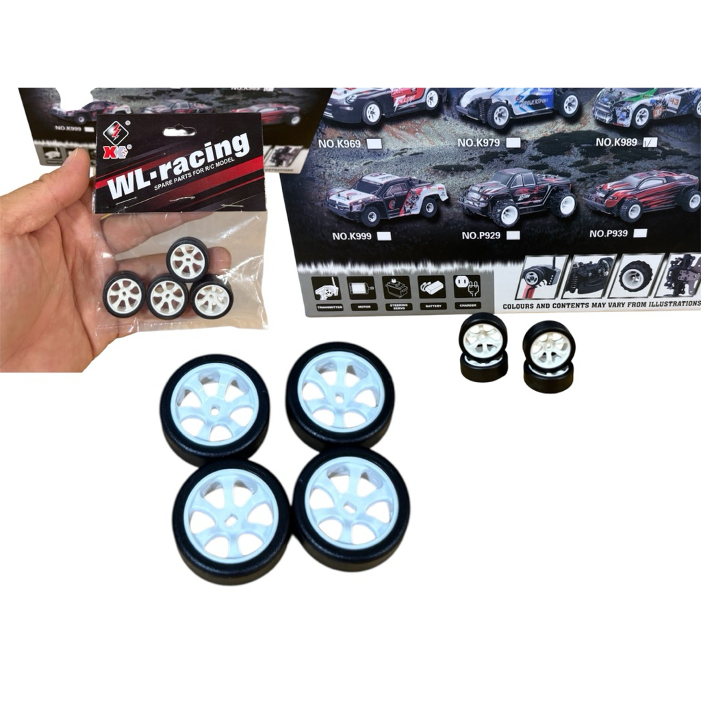 ล้ออะไหล่รถดริฟ WLtoys K969-K989 ล้อแม็กพร้อมยางเป็นล้อเดิมจากโรงงานของใหม่ สินค้าตามภาพ 100%￼