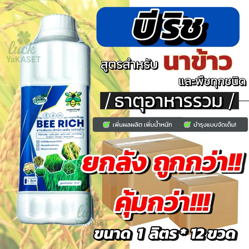 **ยกลัง 1ลิตร 12 ขวด** 🔥พร้อมส่ง🔥  บีริช ฮอร์โมนรวม ฮิวมิค+อะมิโน+ฟลูวิด+สาหร่าย+วิตามินบี1 บำรุงต้นเพิ่มผลผลิต
