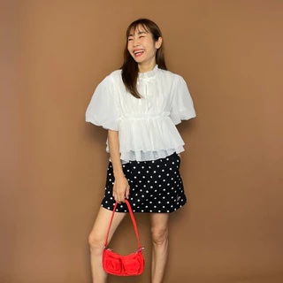 (S-3XL) CHAWY Ruffle Blouse 🐻‍ C4754 เสื้อระบายชีฟอง แขนตุ๊กตา