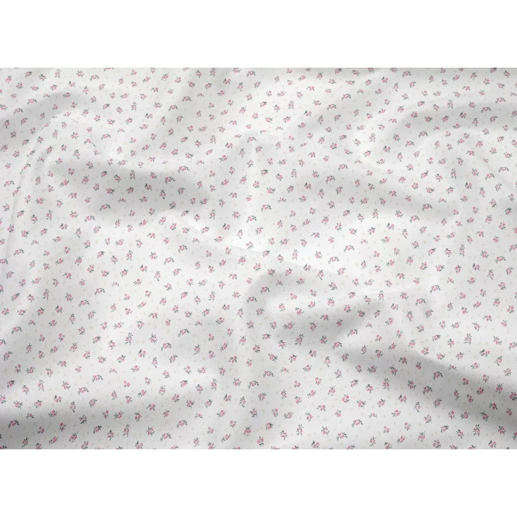 ผ้าคอตตอน 100% คอตตอนทอทวิล ผ้าเมตร ตัดขายเป็นเมตร ผ้าหน้ากว้าง 1.6 เมตร ลายกุหลาบ